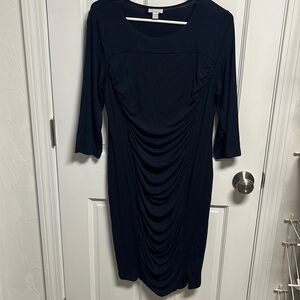 a pea in the pod long navy blue dress size large.